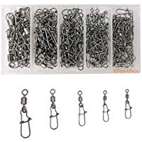 Milepetus 125pcs-Box Broche Giratorio de Pesca-Conectores de Señuelo Acero Inoxidable- Giratorios de Pesca con Broches…